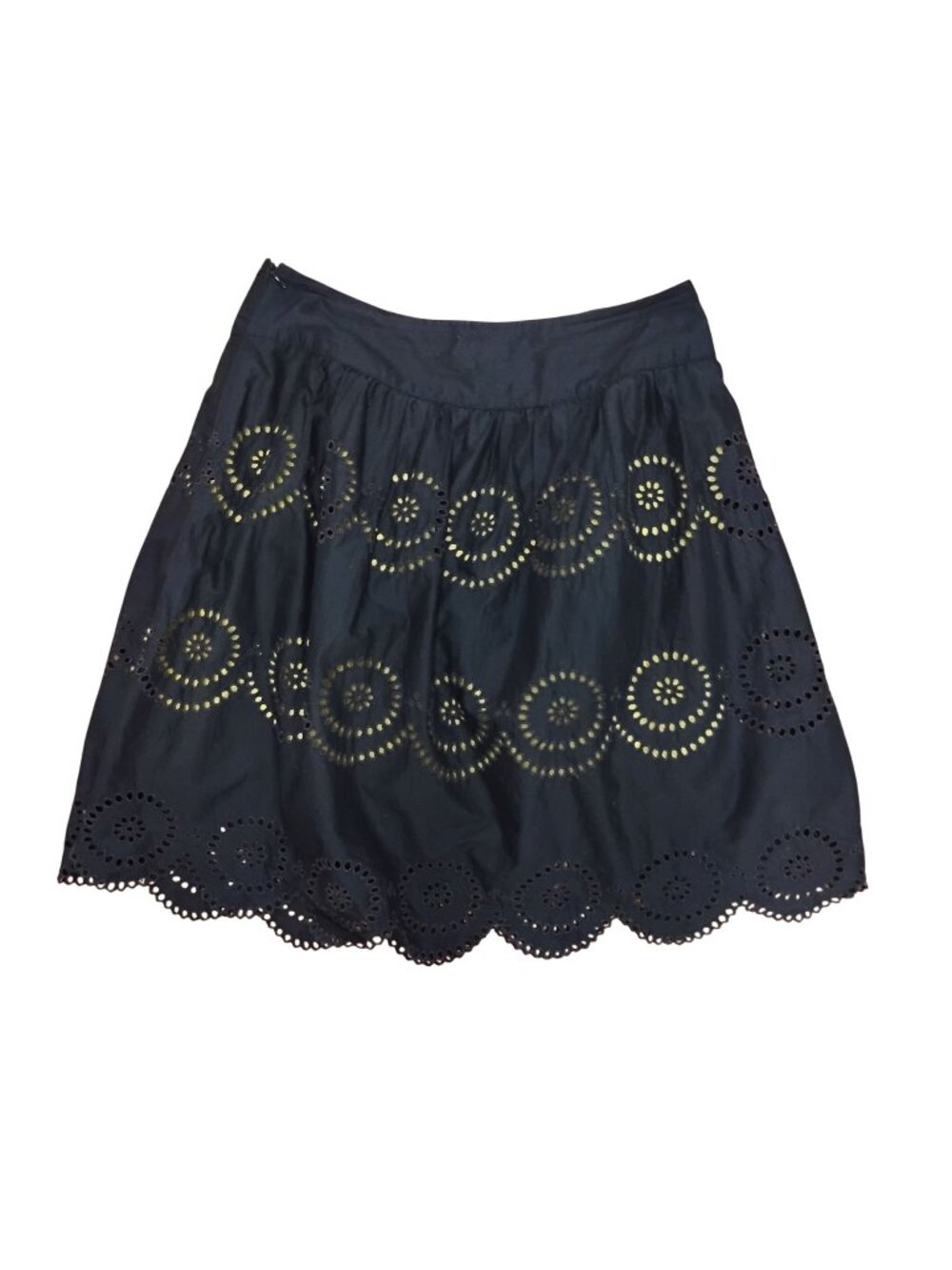 INC Womens 6 Short Black Cotton Skirt With Laser-Cut Eyelet Zipper